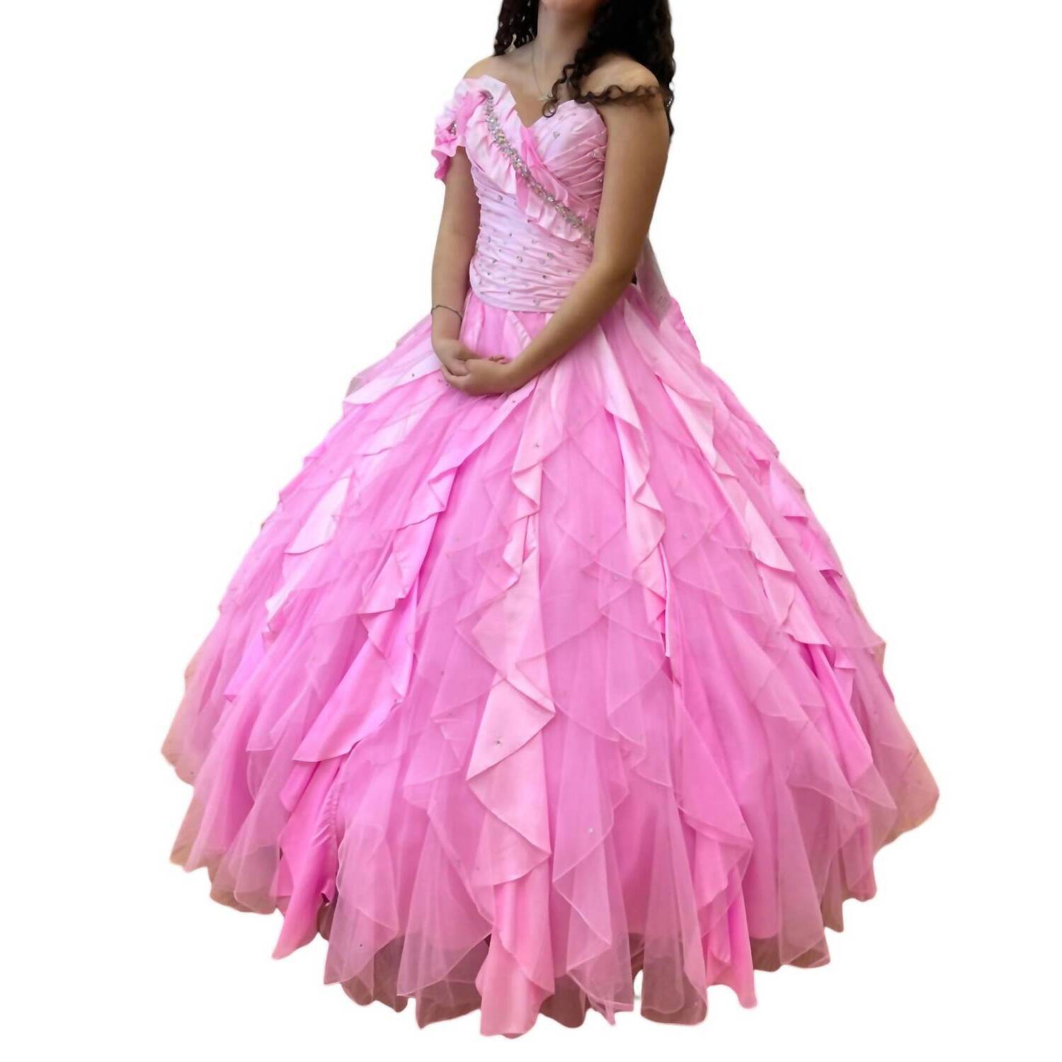 New Mary's Bridal Off Shoulrder Quinceaera Dress In Hot Pink